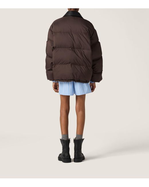 Miu Miu Brown Down Technical Pongé Puffer Jacket