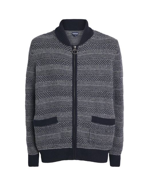 Barbour Gray Wool Helmsley Cardigan for men
