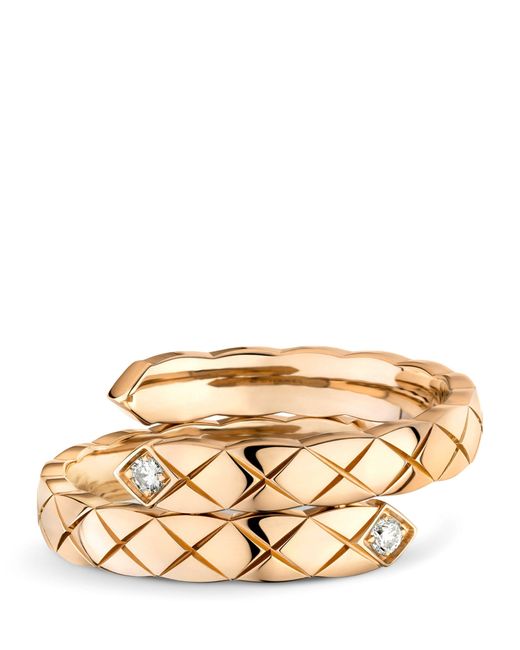 Chanel Metallic Beige Gold And Diamond Coco Crush Ring