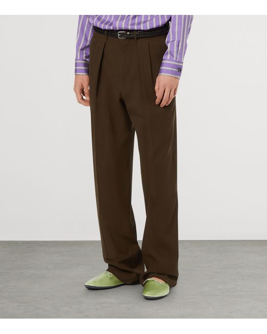 Tom Ford Brown Wool Pleated Trousers for men