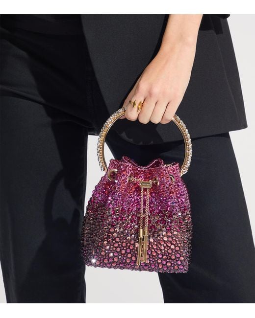 Jimmy Choo Red Bon Bon Embellished Top-Handle Bag