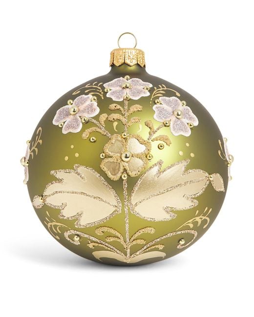 Harrods Metallic Glitter Floral Bauble
