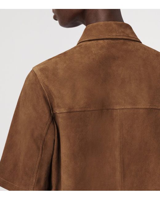 AllSaints Brown Suede Rock Mini Shirt Dress