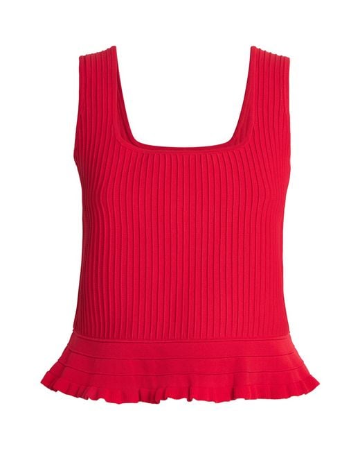 Maje Red Ruffled Crop Top