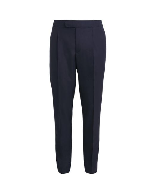 Brioni Blue Wool Pleated Melbourne Trousers for men