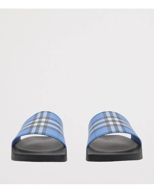 Burberry Blue Check Slides for men