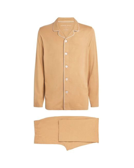 Derek Rose Natural Micromodal Long Basel Pyjama Set for men