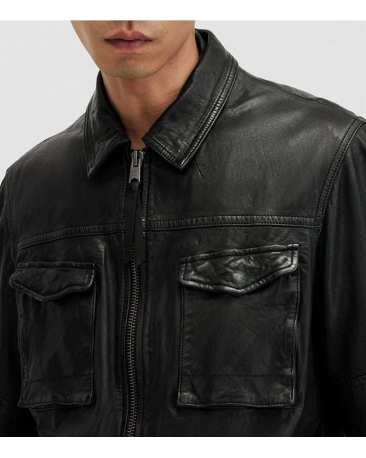 AllSaints Black Leather Whilby Jacket for men