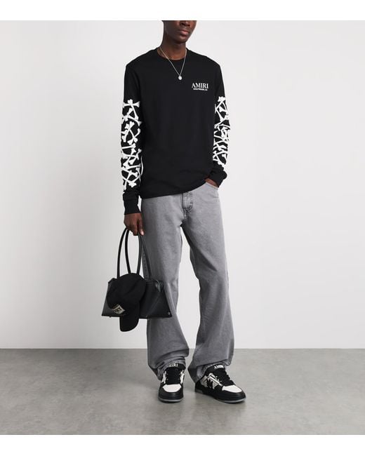Amiri Black Cotton Stacked Bones Long-Sleeve T-Shirt for men