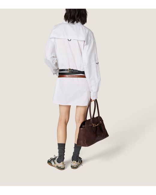 Miu Miu White Cotton Logo Shirt Dress