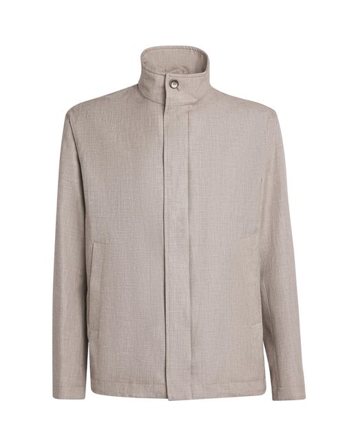 Herno Brown Linen-Wool-Silk Jacket for men