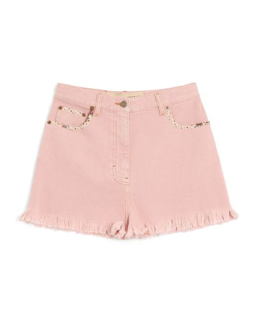 Valentino Pink Cotton-Linen Patch Shorts