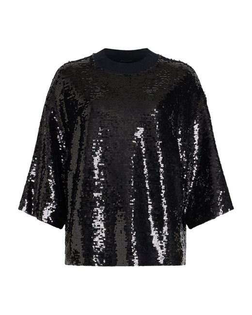AllSaints Black Sequin-embellished Juela T-shirt