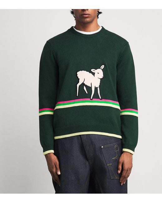 J.W. Anderson Green Cotton Sheep Sweater for men