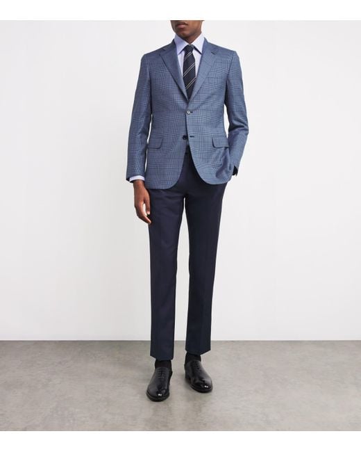 Brioni Blue Cotton Micro-Houndstooth Shirt for men