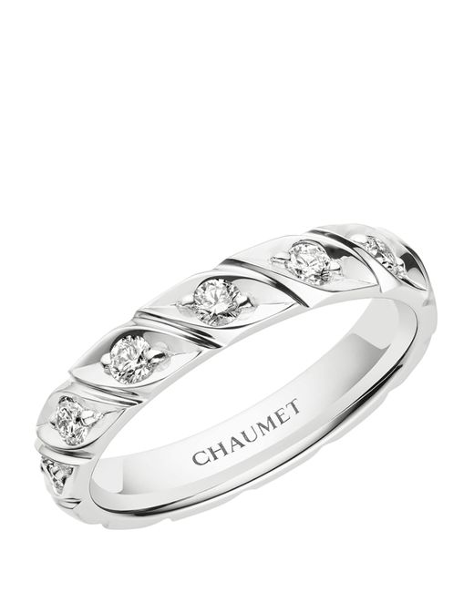 Chaumet Metallic Platinum And Diamond Torsade De Wedding Ring