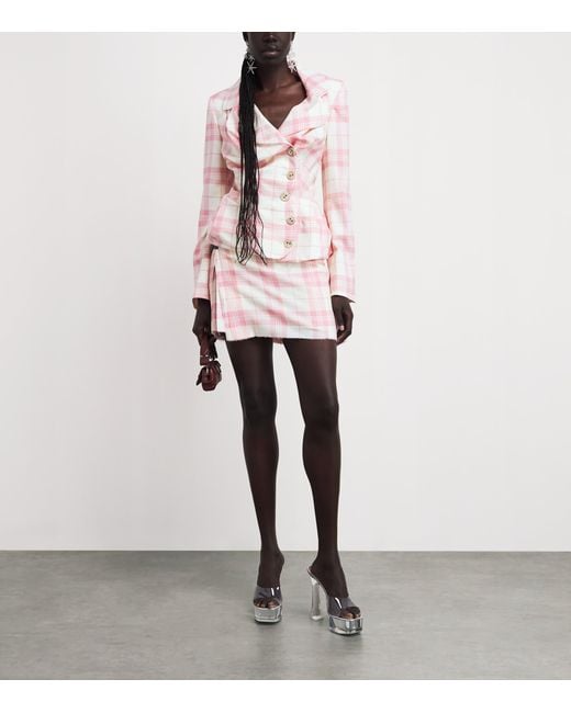 Vivienne Westwood Pink Check Asymmetric Drunken Jacket