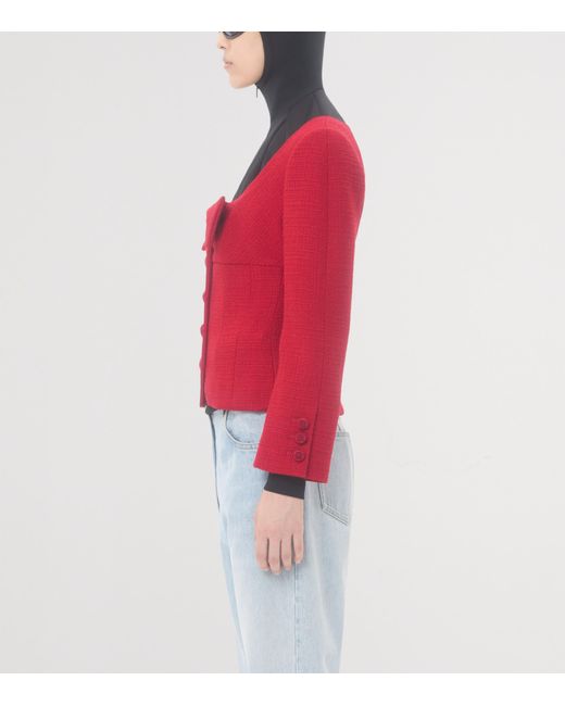 Valentino Red Virgin Wool-Blend Bow Blazer