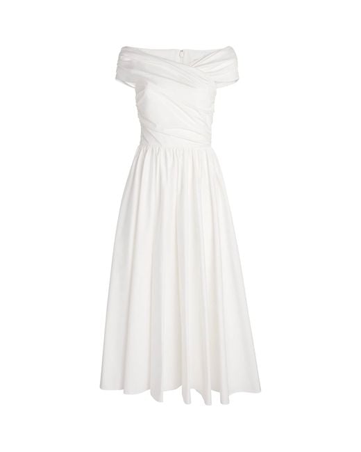 Safiyaa White Cotton Appolline Midi Dress