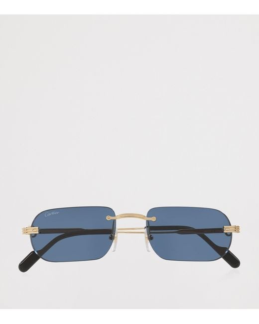 Cartier Blue Première De Rectangle Sunglasses