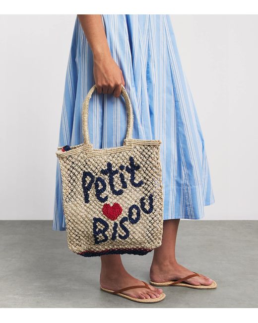 The Jacksons White Jute Petit Bisou Lottie Tote Bag