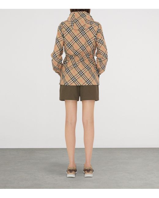 Burberry Brown Technical Check Hooded Jacket