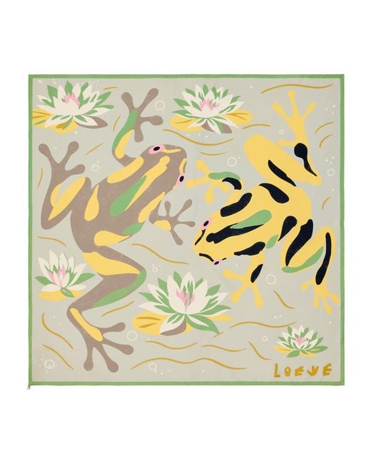 Loewe Blue X Paula's Ibiza Silk Frog Print Scarf