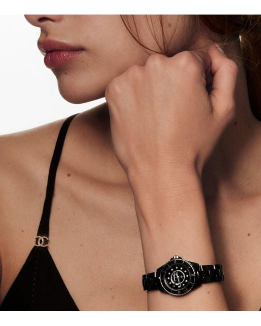 Chanel Black Ceramic, Steel And Diamond J12 Watch