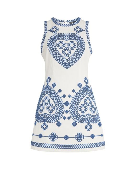 Maje Blue Embroidered Mini Dress