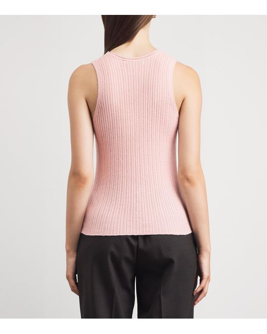 Johnstons Pink Cashmere Ribbed Tank Top