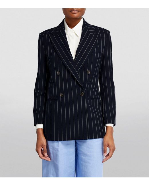 MAX&Co. Blue Pinstripe Double-breasted Blazer
