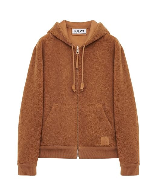 Loewe Brown Shearling Reversible Hooded Jacket for men