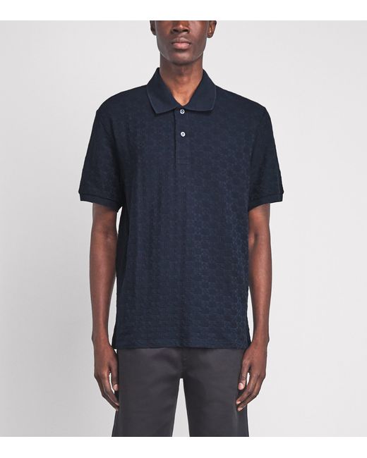 Sandro Blue Cotton Jacquard Polo Shirt for men