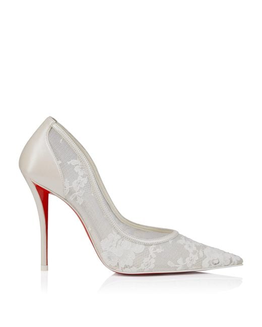 Christian Louboutin White Miss Z Lace Pumps 100