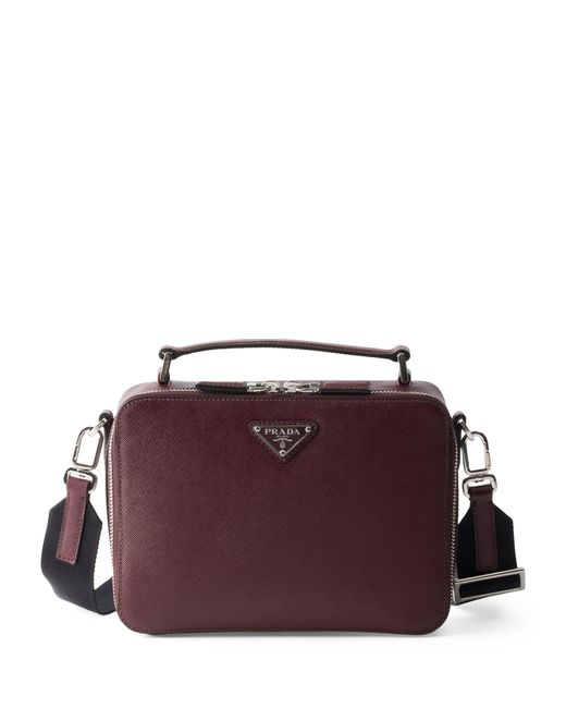 Prada Purple Medium Saffiano Leather Brique Cross-Body Bag for men