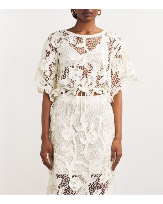 Zimmermann White Lace Crop Top