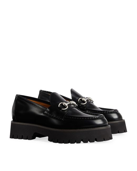 Gucci Black Leather Horsebit Loafers