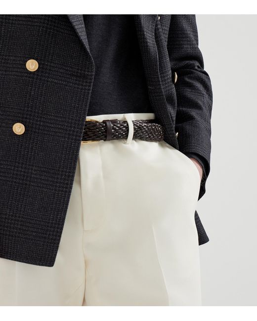 Brunello Cucinelli White Cotton-Virgin Wool Gabardine Italian Trousers for men