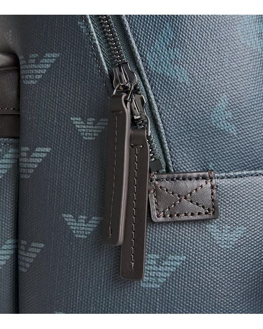 Emporio Armani Gray Coated Canvas Eagle Backpack for men