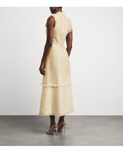 Huishan Zhang Natural Tweed Corinthe Midi Dress