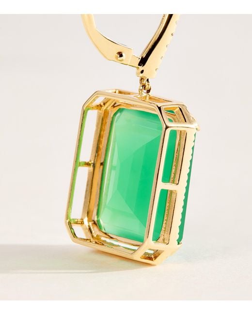 SHAY Green Diamond And Onyx Portrait Earrings