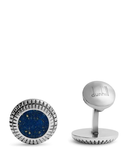 Dunhill White Rhodium-Plated And Sodalite Hobnail Cufflinks for men