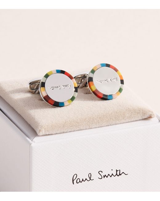 Paul Smith Natural Signature Stripe Edge Cufflinks for men