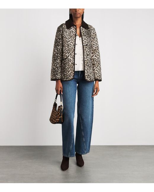 Rixo Black Cotton Leopard Earla Quilted Jacket