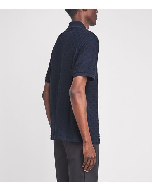 Sandro Blue Cotton Jacquard Polo Shirt for men