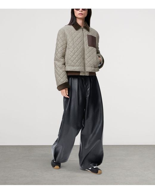Loewe Gray Corduroy-Collar Quilted Jacket
