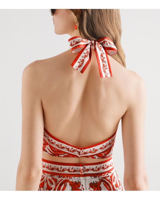 Dolce & Gabbana Red Majolica Cotton Poplin Mini Dress