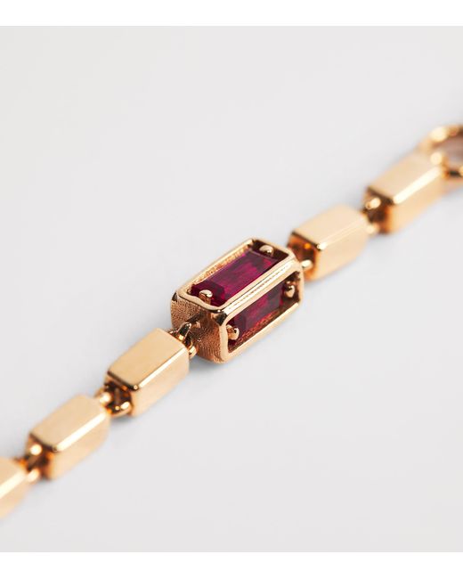 Suzanne Kalan Metallic And Ruby Medium Block Chain Necklace