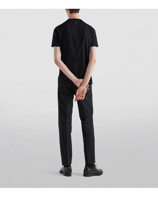 Prada Black Cotton Triangle T-Shirt for men