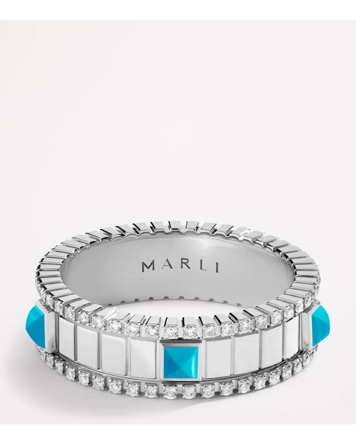 Marli New York Blue Diamond And Life Spinning Ring